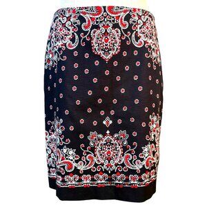 Talbots Womens Paisley Print Straight Pencil Skirt Size 4 Stretch Cotton Twill